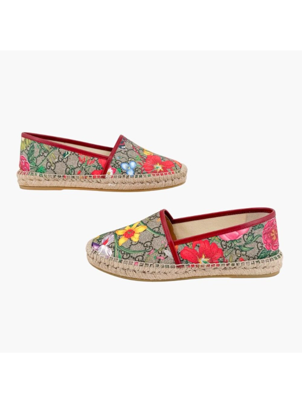 Gucci GG Flora Espadrilles Beige Canvas Flats Floral Supreme Size 40 US 10 - Picture 8 of 14